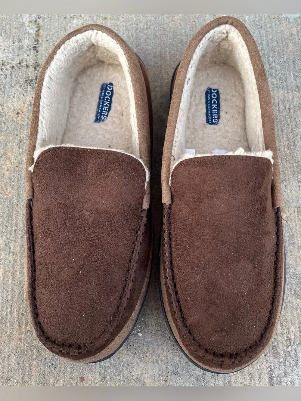 Dockers Men’s  Brown Suede-Look Slip-On Moccasins Size L 9-10M